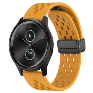 For Garmin VivoMove Style 20mm Folding Magnetic Clasp Silicone Watch Band(Yellow)