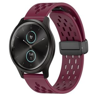 For Garmin VivoMove Style 20mm Folding Magnetic Clasp Silicone Watch Band(Wine Red)