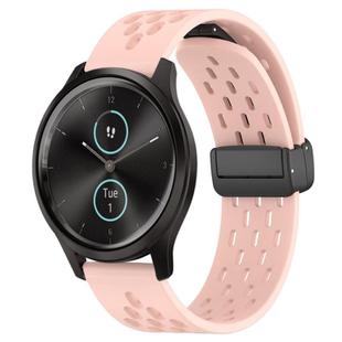 For Garmin VivoMove Style 20mm Folding Magnetic Clasp Silicone Watch Band(Pink)