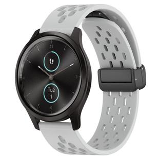 For Garmin VivoMove Style 20mm Folding Magnetic Clasp Silicone Watch Band(Light Grey)