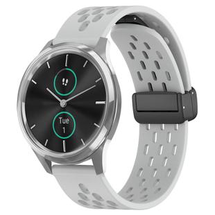 For Garmin VivoMove Luxe 20mm Folding Magnetic Clasp Silicone Watch Band(Light Grey)