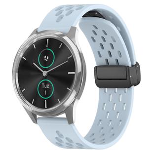 For Garmin VivoMove Luxe 20mm Folding Magnetic Clasp Silicone Watch Band(Light Blue)
