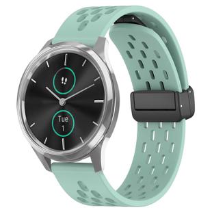 For Garmin VivoMove Luxe 20mm Folding Magnetic Clasp Silicone Watch Band(Teal)