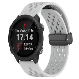For Garmin Forerunner 245 20mm Folding Magnetic Clasp Silicone Watch Band(Light Grey)