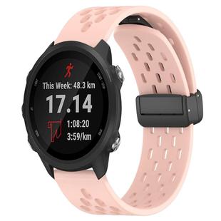 For Garmin Forerunner 245 Music 20mm Folding Magnetic Clasp Silicone Watch Band(Pink)