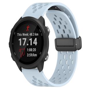 For Garmin Forerunner 245 Music 20mm Folding Magnetic Clasp Silicone Watch Band(Light Blue)