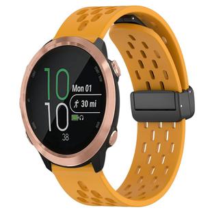 For Garmin Forerunner 645 20mm Folding Magnetic Clasp Silicone Watch Band(Yellow)