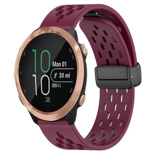 For Garmin Forerunner 645 20mm Folding Magnetic Clasp Silicone Watch Band(Wine Red)