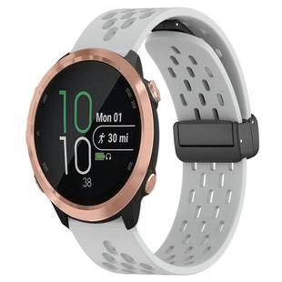 For Garmin Forerunner 645 20mm Folding Magnetic Clasp Silicone Watch Band(Light Grey)