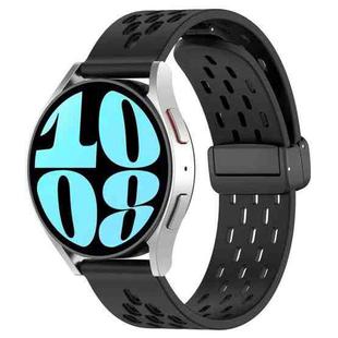 For Samsung Galaxy Watch 6 44mm 20mm Folding Magnetic Clasp Silicone Watch Band(Black)
