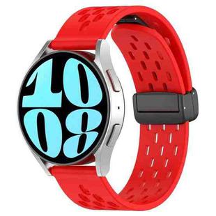 For Samsung Galaxy Watch 6 44mm 20mm Folding Magnetic Clasp Silicone Watch Band(Red)