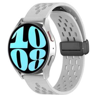 For Samsung Galaxy Watch 6 44mm 20mm Folding Magnetic Clasp Silicone Watch Band(Light Grey)