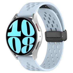 For Samsung Galaxy Watch 6 44mm 20mm Folding Magnetic Clasp Silicone Watch Band(Light Blue)