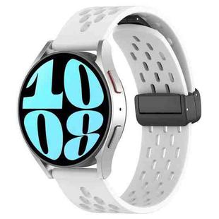 For Samsung Galaxy Watch 6 40mm 20mm Folding Magnetic Clasp Silicone Watch Band(White)