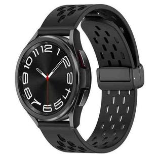 For Samsung Galaxy Watch 6 Classic 47mm 20mm Folding Magnetic Clasp Silicone Watch Band(Black)