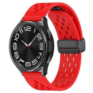 For Samsung Galaxy Watch 6 Classic 47mm 20mm Folding Magnetic Clasp Silicone Watch Band(Red)