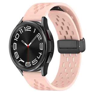 For Samsung Galaxy Watch 6 Classic 47mm 20mm Folding Magnetic Clasp Silicone Watch Band(Pink)