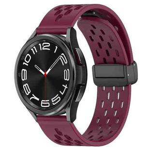 For Samsung Galaxy Watch 6 Classic 43mm 20mm Folding Magnetic Clasp Silicone Watch Band(Wine Red)