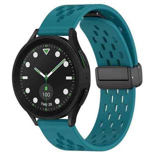 For Samsung Galaxy watch 5 Pro Golf Edition 20mm Folding Magnetic Clasp Silicone Watch Band(Hidden Green)