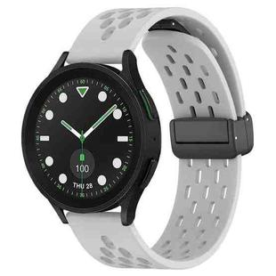 For Samsung Galaxy watch 5 Pro Golf Edition 20mm Folding Magnetic Clasp Silicone Watch Band(Light Grey)