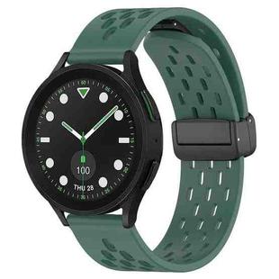 For Samsung Galaxy watch 5 Golf Edition 20mm Folding Magnetic Clasp Silicone Watch Band(Dark Green)