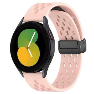 For Samsung Galaxy Watch 5  44mm 20mm Folding Magnetic Clasp Silicone Watch Band(Pink)