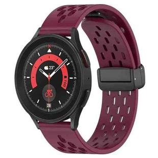 For Samsung Galaxy Watch 5 Pro  45mm 20mm Folding Magnetic Clasp Silicone Watch Band(Wine Red)