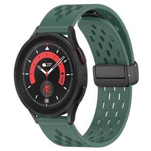For Samsung Galaxy Watch 5 Pro  45mm 20mm Folding Magnetic Clasp Silicone Watch Band(Dark Green)