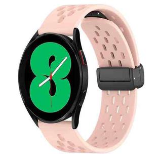 For Samsung Galaxy Watch 4 44mm 20mm Folding Magnetic Clasp Silicone Watch Band(Pink)