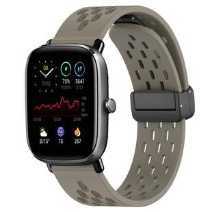 For Amazfit GTS 2 Mini 20mm Folding Magnetic Clasp Silicone Watch Band(Space Ash)