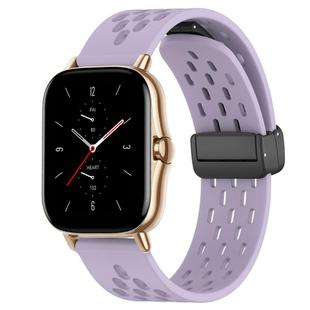 For Amazfit GTS 2 20mm Folding Magnetic Clasp Silicone Watch Band(Purple)