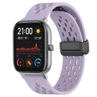 For Amazfit GTS 20mm Folding Magnetic Clasp Silicone Watch Band(Purple)