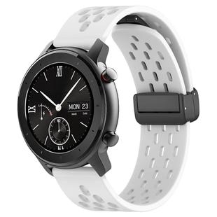 For Amazfit GTR 42mm 20mm Folding Magnetic Clasp Silicone Watch Band(White)