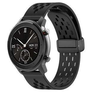 For Amazfit GTR 42mm 20mm Folding Magnetic Clasp Silicone Watch Band(Black)