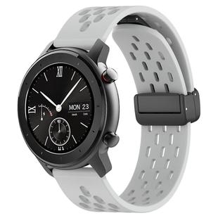 For Amazfit GTR 42mm 20mm Folding Magnetic Clasp Silicone Watch Band(Light Grey)