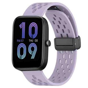 For Amazfit Bip3 20mm Folding Magnetic Clasp Silicone Watch Band(Purple)