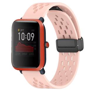 For Amazfit Bip 1S 20mm Folding Magnetic Clasp Silicone Watch Band(Pink)