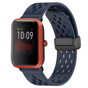 For Amazfit Bip 1S 20mm Folding Magnetic Clasp Silicone Watch Band(Midnight Blue)