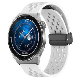 For Huawei Watch GT3 Pro 43mm 20mm Folding Magnetic Clasp Silicone Watch Band(White)