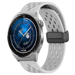 For Huawei Watch GT3 Pro 43mm 20mm Folding Magnetic Clasp Silicone Watch Band(Light Grey)