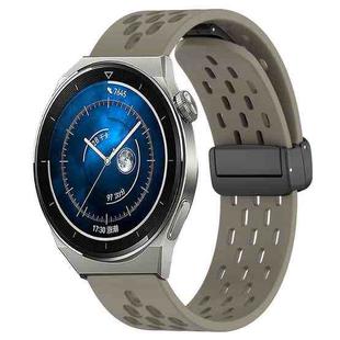 For Huawei Watch GT3 Pro 43mm 20mm Folding Magnetic Clasp Silicone Watch Band(Space Ash)