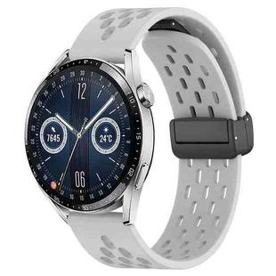 For Huawei Watch GT3 42mm 20mm Folding Magnetic Clasp Silicone Watch Band(Light Grey)