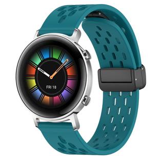 For Huawei Watch GT2 42mm 20mm Folding Magnetic Clasp Silicone Watch Band(Hidden Green)