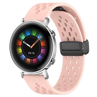 For Huawei Watch GT2 42mm 20mm Folding Magnetic Clasp Silicone Watch Band(Pink)