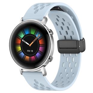 For Huawei Watch GT2 42mm 20mm Folding Magnetic Clasp Silicone Watch Band(Light Blue)