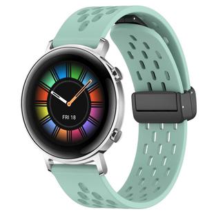 For Huawei Watch GT2 42mm 20mm Folding Magnetic Clasp Silicone Watch Band(Teal)