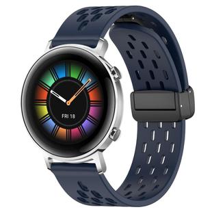 For Huawei Watch GT2 42mm 20mm Folding Magnetic Clasp Silicone Watch Band(Midnight Blue)