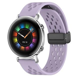For Huawei Watch GT2 42mm 20mm Folding Magnetic Clasp Silicone Watch Band(Purple)