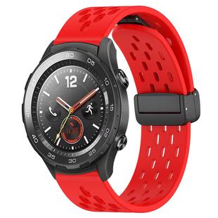 For Huawei Watch 2 20mm Folding Magnetic Clasp Silicone Watch Band(Red)