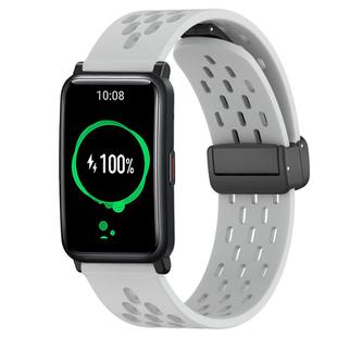 For Honor Watch ES 20mm Folding Magnetic Clasp Silicone Watch Band(Light Grey)